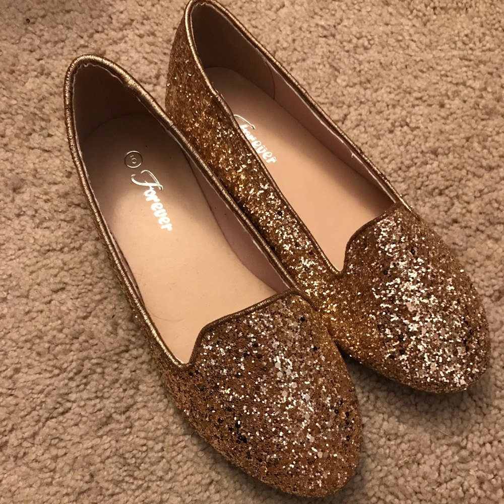 Gold glitter flats